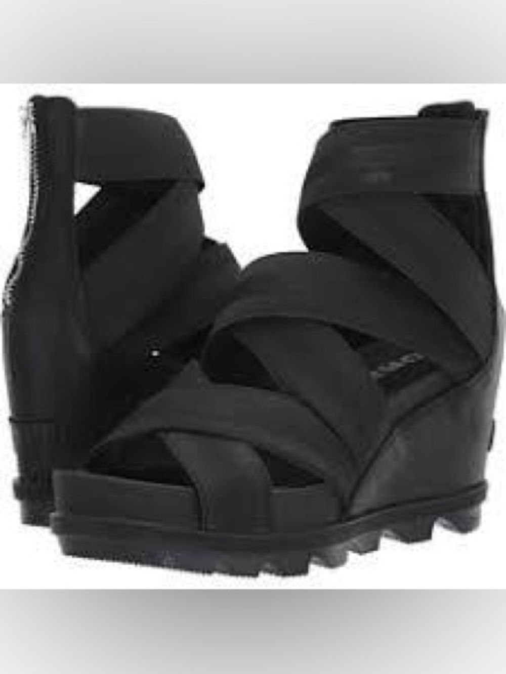 Sorel Black Crisscross Wedge Sandals